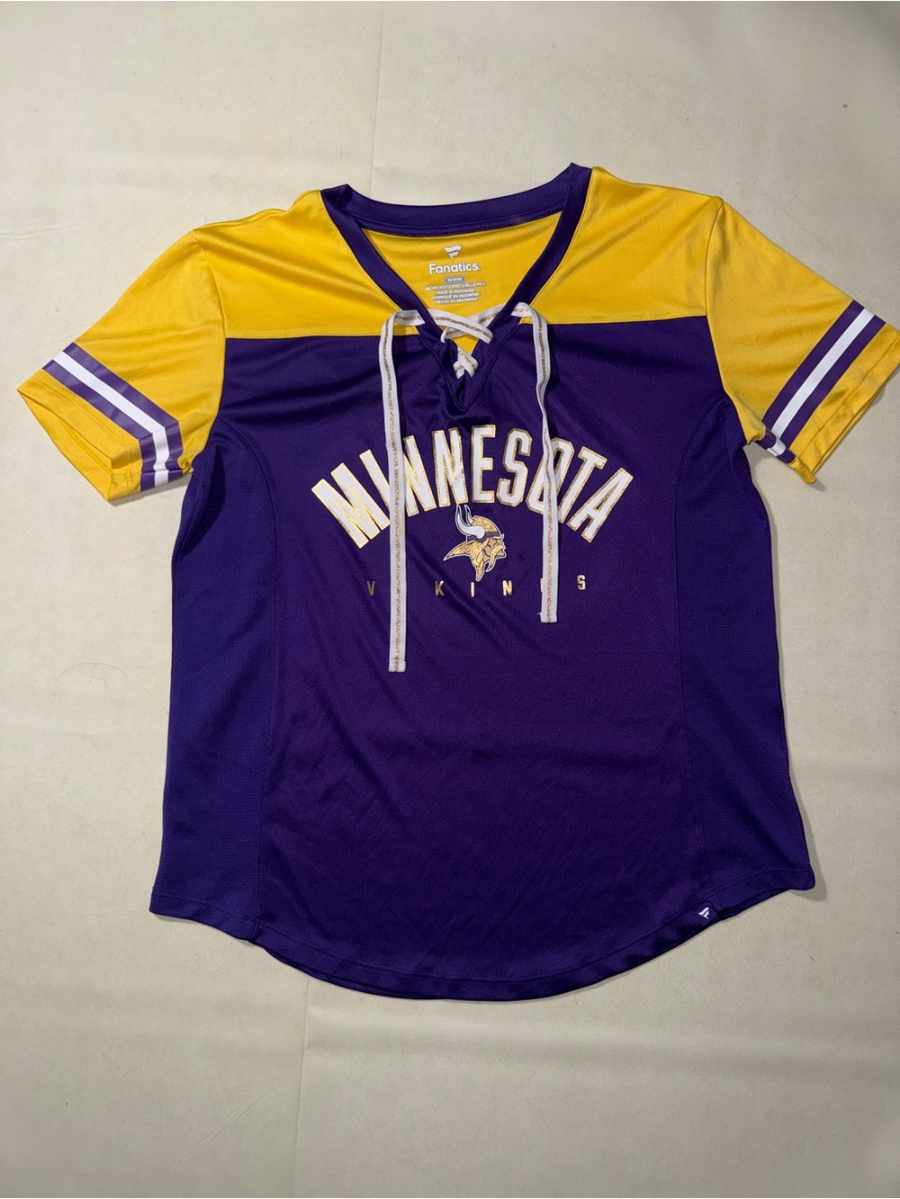 Fanatics Purple and Gold Minnesota Vikings Lace-Up Jersey Tee